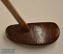 Interesting Ben Sayers North Berwick boat shaped dark stained persimmon centre shaft putter – with