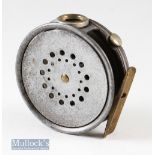 Hardy Bros Alnwick 3 3/8” Dup Mk II ‘The Perfect’ alloy fly reel ribbed brass foot^ agate line