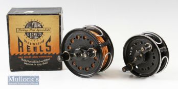 2x JW Young & Sons 4” wide drum and 3 1/2” ‘Landex’ fly reels to include a 4” wide drum^ in black