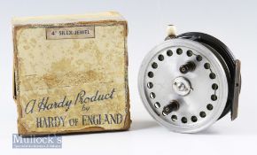 Hardy Bros England ‘Silex Jewel’ 4” alloy casting reel wide drum^ ribbed brass foot^ working half-