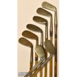 8x assorted irons – good selection to incl an attractive Morris & Youds Hoylake round backed Pitcher