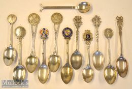 Selection Hallmarked Silver Golf Teaspoon (10): including enamelled AGC example^ with other assorted