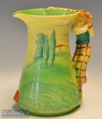 Burleigh ware golfer handle water jug c1950: hand painted in traditional colours plus fours