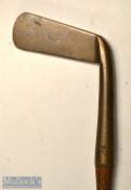 George Forrester Elie straight blade heavy brass putter c1890 – with thick blade^ sharp neck