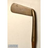 George Forrester Elie straight blade heavy brass putter c1890 – with thick blade^ sharp neck