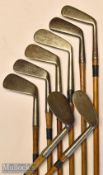 8x assorted irons – good mix incl Hammer Brand jigger^ Gibson Star smf mashie^ 2x large headed