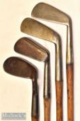 Interesting collection of various golf irons (4) Maxwell wide flanged mashie^ Smith’s Patent