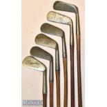 Selection of R. Forgan & Sons St Andrews golf irons (6) – round backed deep face mashie^ mashie^