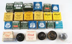 Collection of 22x Mitchell spare spools for various models^ appear unused and in original