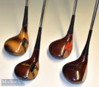 4x assorted MacGregor golf woods – MacGregor Modell 300 driver with Key Hole face insert; most