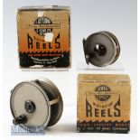 2x JW Young & Sons 3” and 4” ‘Pridex’ fly reels including a 3” with line^ together with a 4” wide