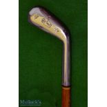 Fine George Nicoll signature polished stainless steel Sunday golf walking stick – c/w Nicoll Hand of