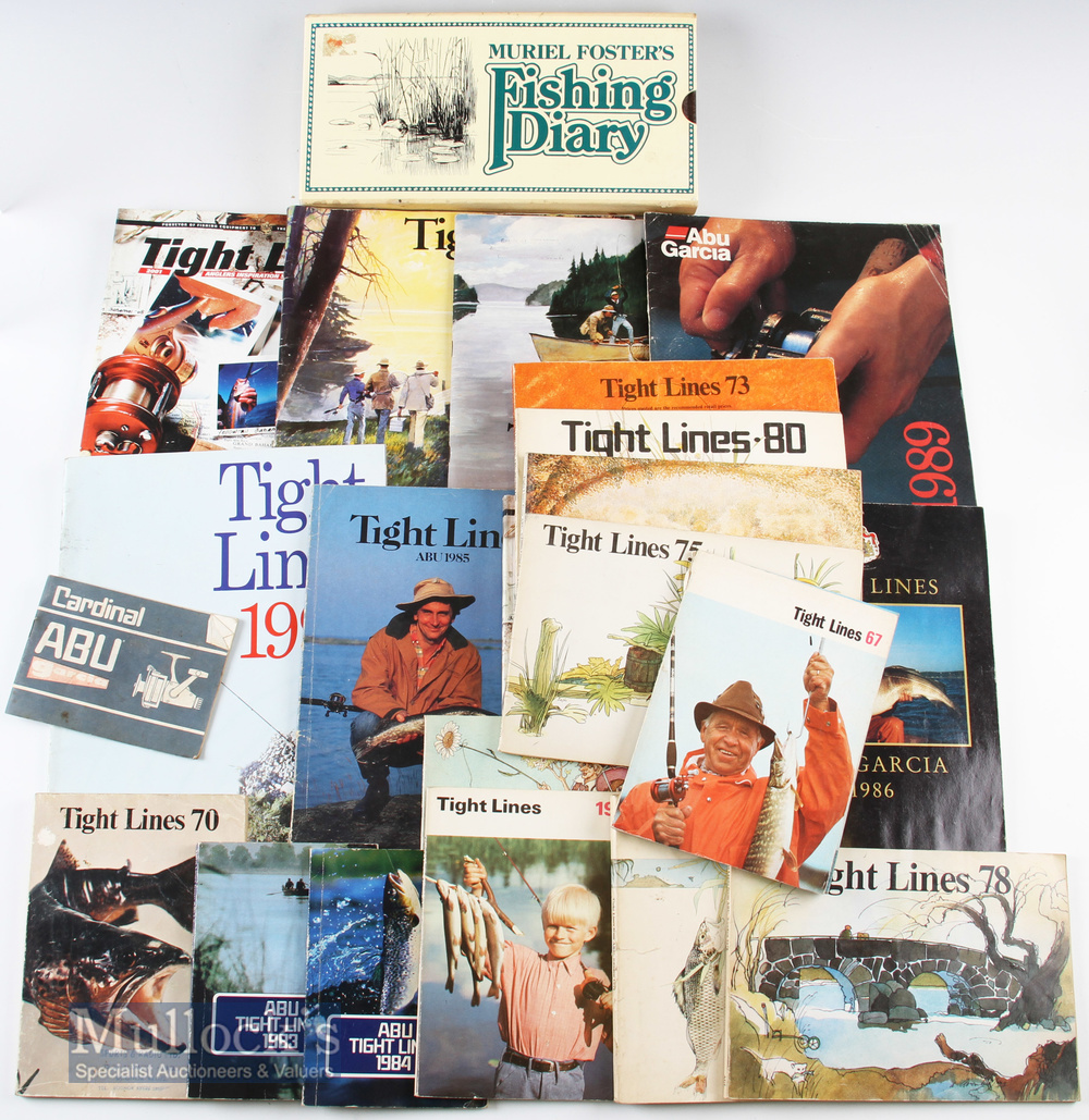 Collection of ABU Tight Lines Catalogues from the 1960s to 1980s and various ABU reel schematics and