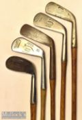 Interesting collection of Tom Stewart and other makers golf irons (5) – incl 3x Tom Stewart Pipe