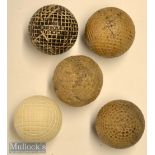 Interesting cross section of early golf balls (5) – distressed hand hammered guttie golf ball;