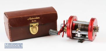 ABU Ambassadeur 6000 multiplying reel in red with maker’s case stamped 009090 to the foot^ counter