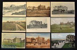 Interesting collection of early St Andrews golfing postcards mostly from 1902 – 1907 (9) to incl Old