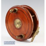 Mahogany and brass 7” Nottingham star back sea reel with Slater spring latch and brass rear drum