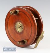 Mahogany and brass 7” Nottingham star back sea reel with Slater spring latch and brass rear drum
