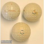 3x quite presentable square mesh dimple pattern rubber core golf balls – unused Bromford 15 “P.G.