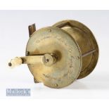 Scarce Pre 1837 Ustonson reversible handle winch 3 1/2” all brass reel engraved ‘Ustonson Maker to