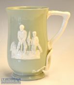 Copeland Spode Golfing Pitcher c1920 – decorated with golfer putting with his caddie in white relief