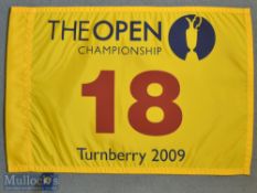 2009 Official R&A Open Golf Championship 18th Pin Flag – played at Turnberry and won by Stewart Cink