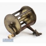 Interesting 2 3/8” wide Spike Winch all brass reel with a 2” diameter^ 4x pillar construction^