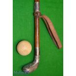 Exquisite white metal engraved Sunday golf walking stick c1900 – with fine scroll leaf engraved head