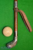 Exquisite white metal engraved Sunday golf walking stick c1900 – with fine scroll leaf engraved head