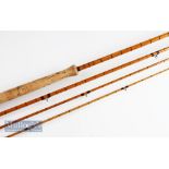 Fine Hardy Bros Alnwick “The No.2 AHE Wood” steel centre salmon fly rod – 12ft 3pc split cane with