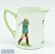 Scarce Triumvirate W & Sons Golf Series Ceramic Milk Jug c1900: decorated with colour transfers of