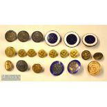 Collection of various size silver^ silver plate and enamel^ brass golf club buttons – incl 2