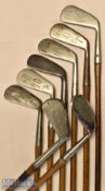 Collection of bright clean headed golf irons (8) – Hendry & Bishop m/niblick^ James Batley mussel