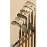 Collection of bright clean headed golf irons (8) – Hendry & Bishop m/niblick^ James Batley mussel