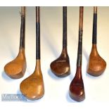 Collection of interesting scare neck golf club drivers and brassies incl one left hander (5) -