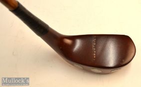 Immaculate Weastall dark stained deep face persimmon mallet head putter with horn sole insert^ 3x