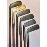 Collection of Left hand blade metal and brass head putters (6) Tom Stewart wry neck^ W Hutchings