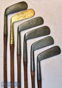 Collection of Left hand blade metal and brass head putters (6) Tom Stewart wry neck^ W Hutchings