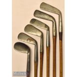 Assortment of mostly smf irons (6) – 5x smf to incl Fairlie’s Pat anti shank round back niblick^