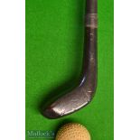 Good unnamed black stained socket head Sunday golf walking stick – with original rear back lead