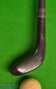 Good unnamed black stained socket head Sunday golf walking stick – with original rear back lead