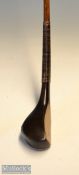 Rare and early T Dunn dark stained hooked faced long nose wooden niblick c1870 – with wrap over