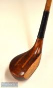 Fine and unusual Walter Hagen persimmon mallet head putter – with 2x light stained parallel wooden