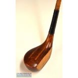 Fine and unusual Walter Hagen persimmon mallet head putter – with 2x light stained parallel wooden