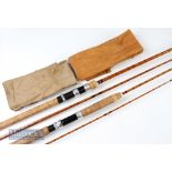 2x handmade split cane spinning rods c1960s – 9ft 6in 2pc (possibly shortened) missing first