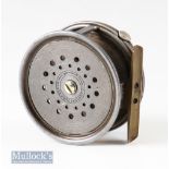 Fine Hardy Bros Alnwick Perfect 3” wide drum alloy fly reel stamped internally 7^ early 1900