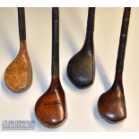 Interesting selection of late scare neck golf woods (4) W Divall Crowbourgh Beacon golden dog wood