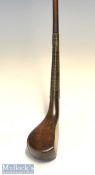 Rare and early Robert Kirk Snr St Andrews hooked face driver in dark stained beech c1879 – the