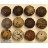 Collection of assorted used bramble and line mesh guttie and rubber core golf balls (12) – 9 various